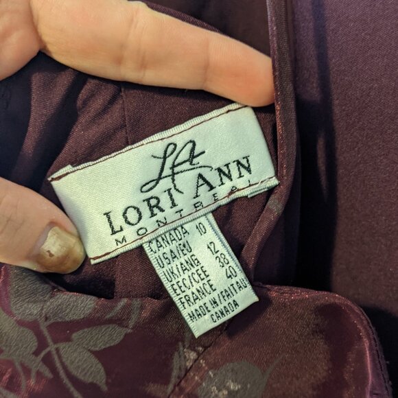 Vintage 90s Burgundy Dress Prom Formal Silver Floral Whimsygoth Witchy Sz 10 - Picture 12 of 12